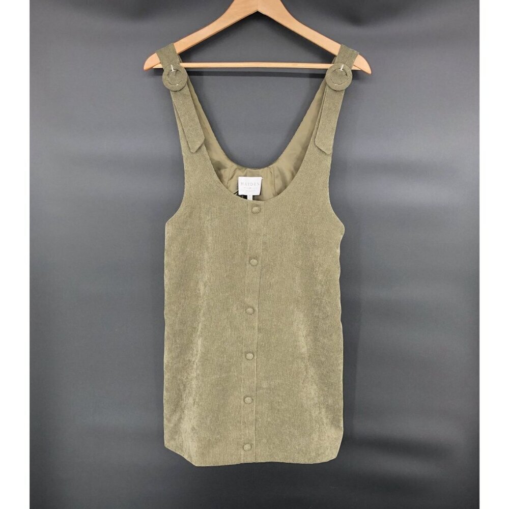 Hayden Los Angeles Corduroy Overall Jumper Dress Womens M Olive Green School